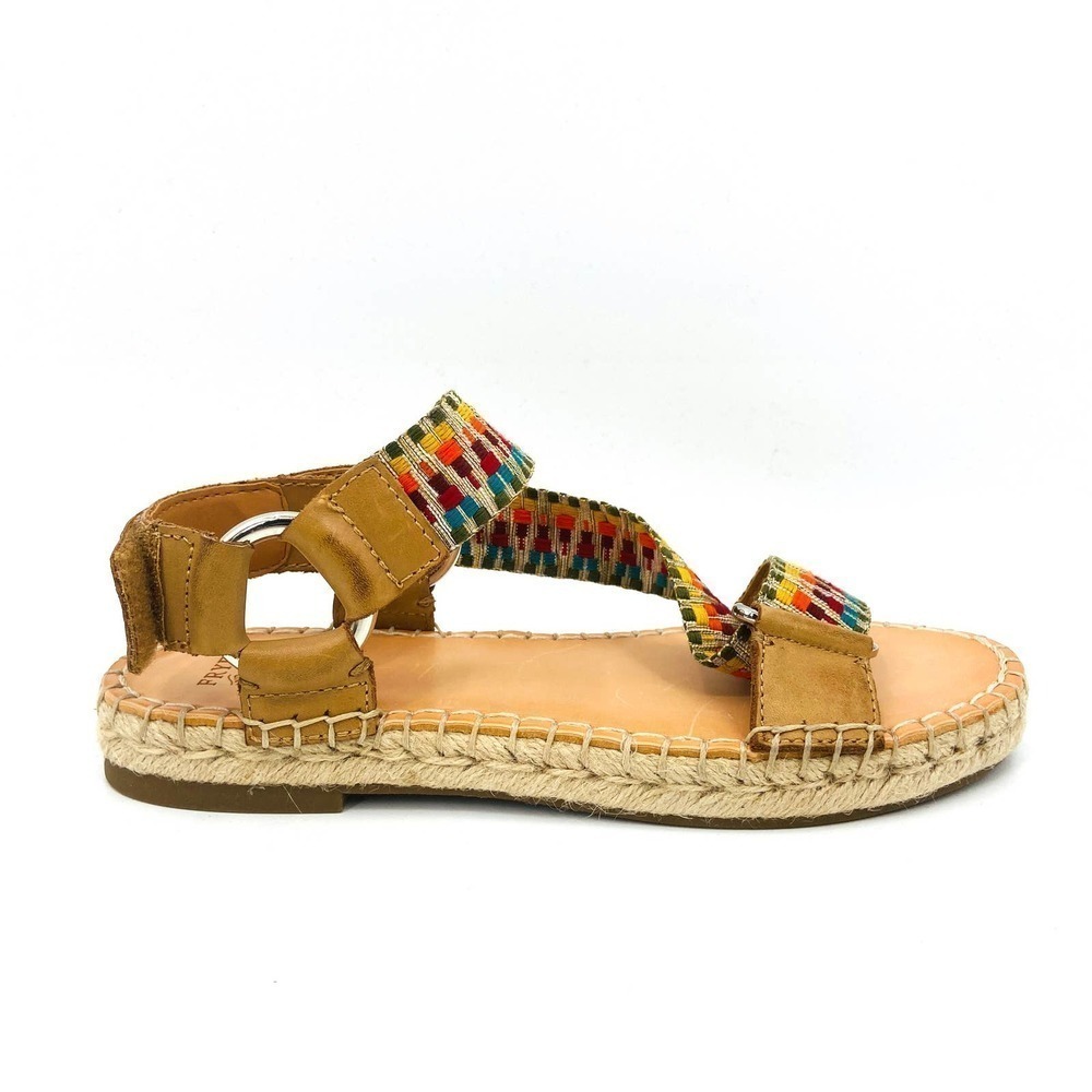 NIB FRYE & CO. Rainbow Kole Leather Slingback Strap Espadrille Sandals Size 6.5